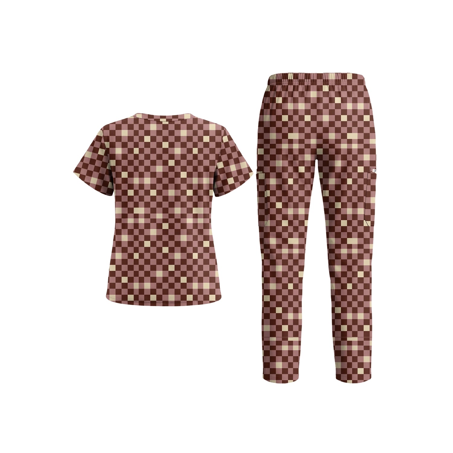 Cocoa Check Scrub Set (Ships June 29)