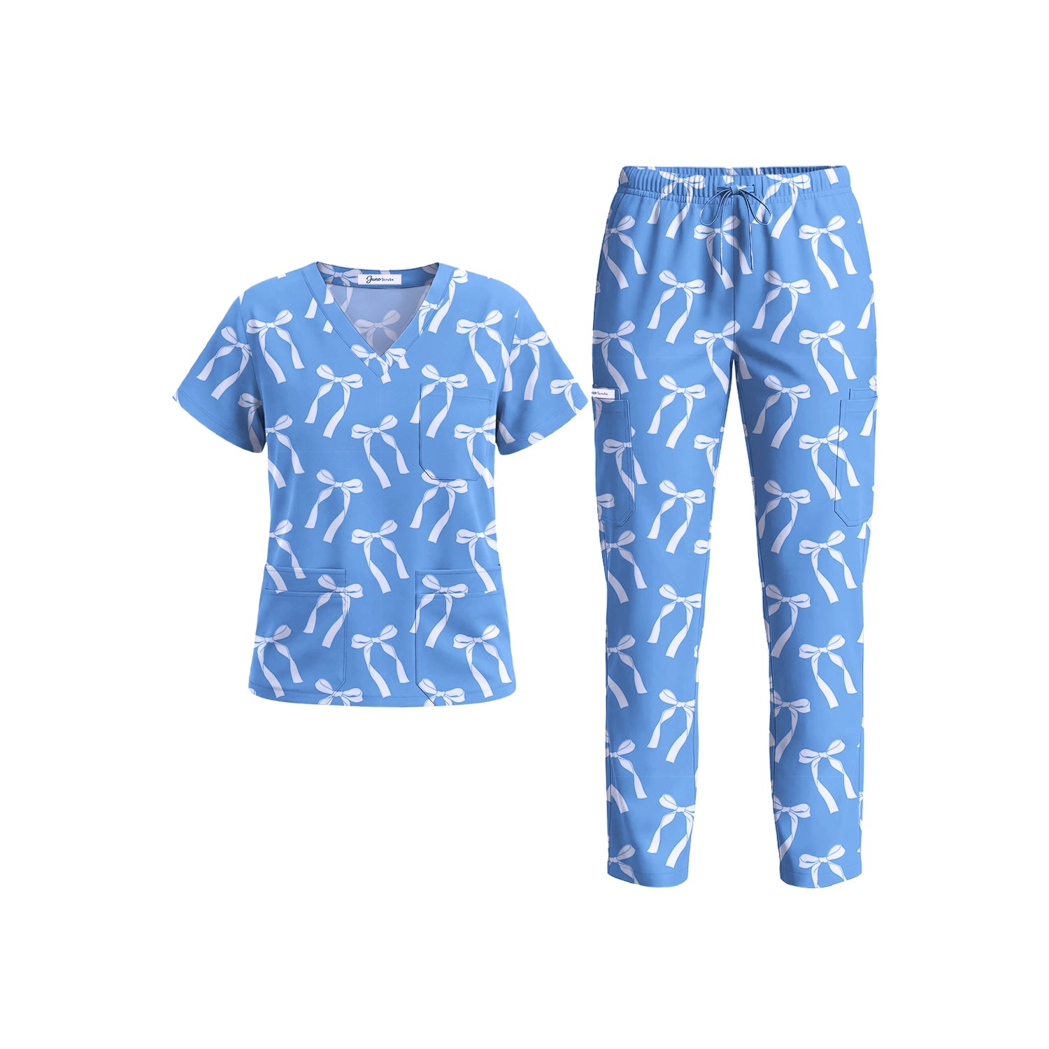 Bow Blue Scrub Set (Pre-Order)