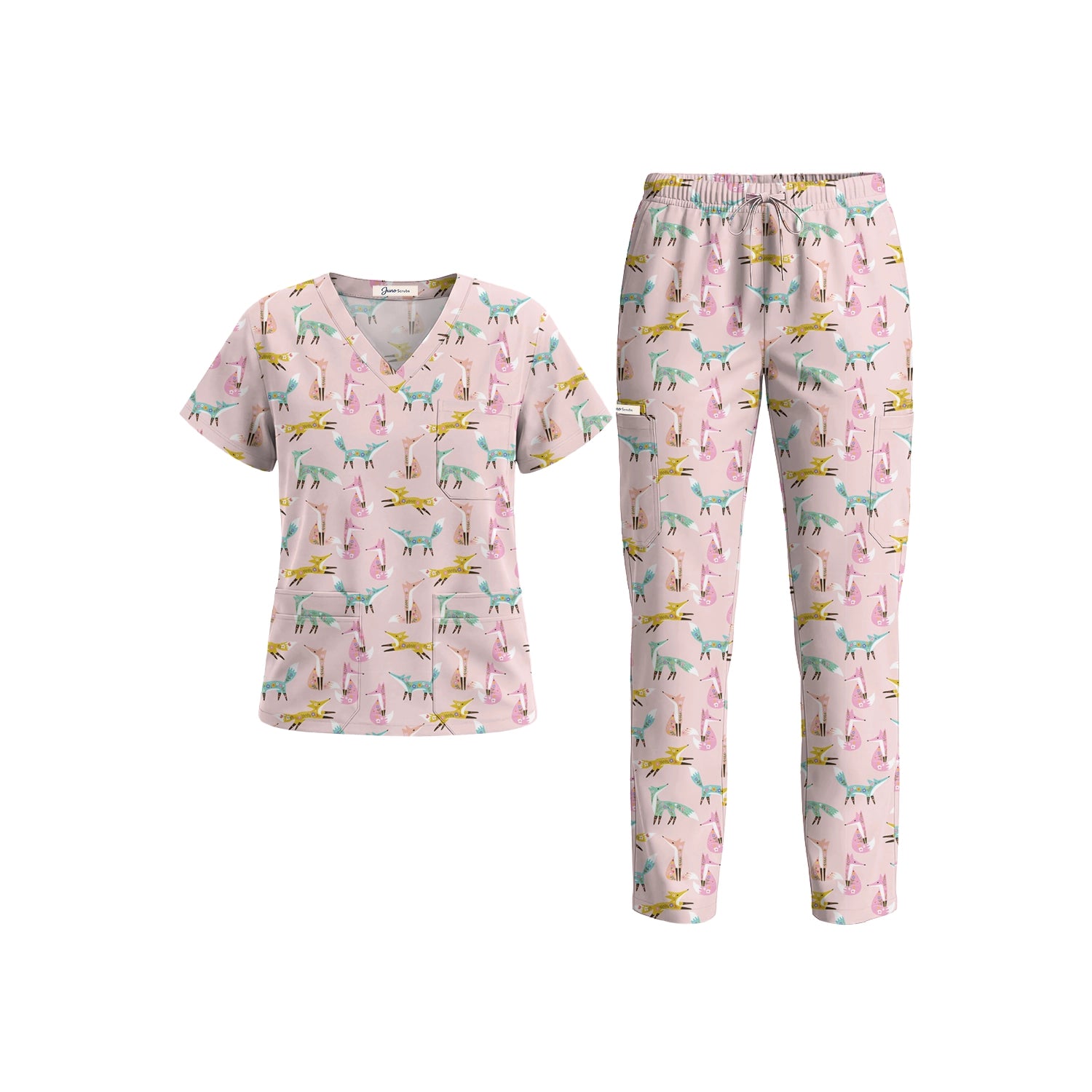 Pastel Foxes Scrub Set (Pre-Order)