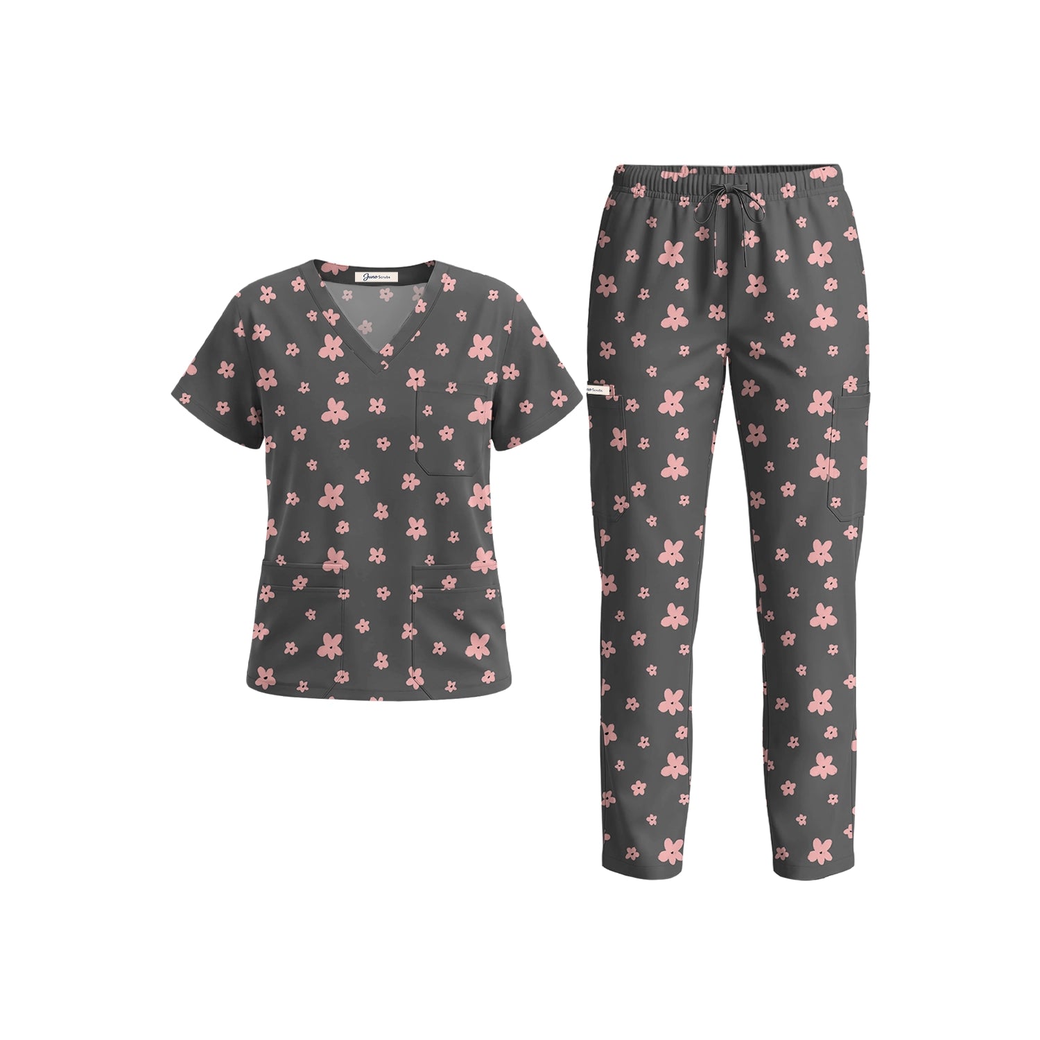 Grey Petal Scrub Set (Pre-Order)