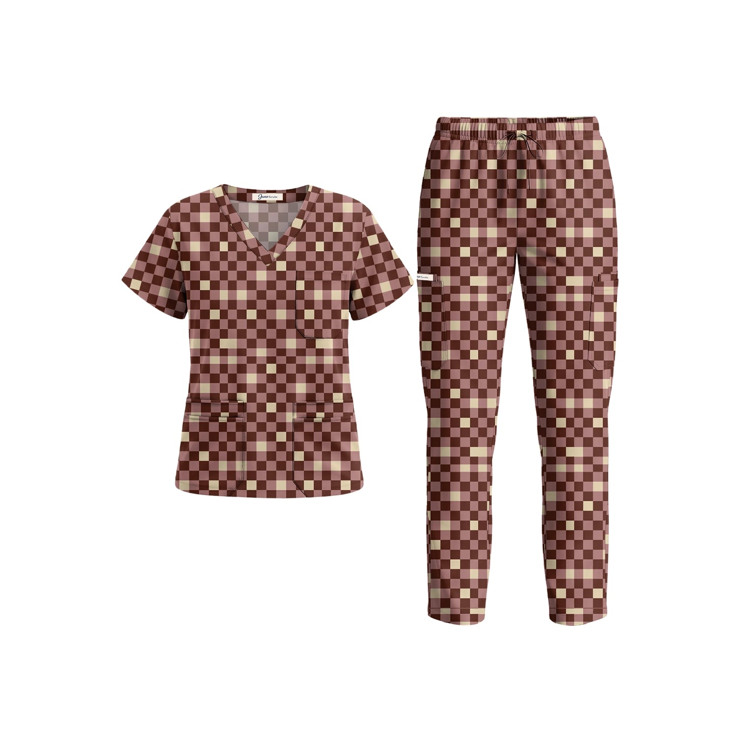 Cocoa Check Scrub Set (Ships June 29)