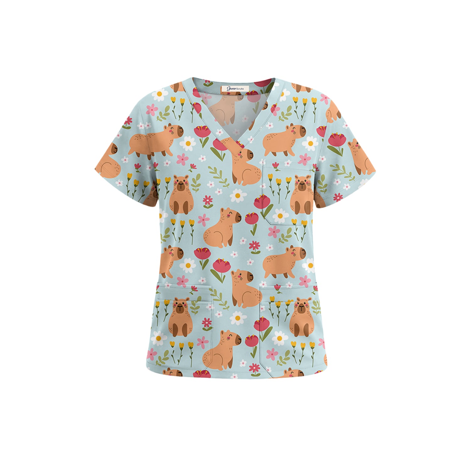 Capybara in Flowers Scrub Set (Ships June 29)