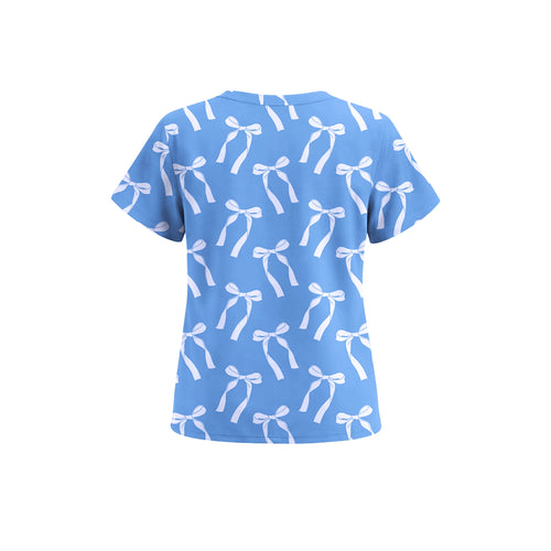 Bow Blue Scrub Top (Pre-Order)