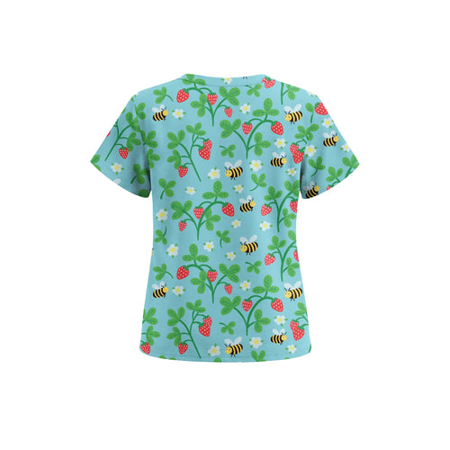 Bees & Strawberries Scrub Top (Pre-Order)