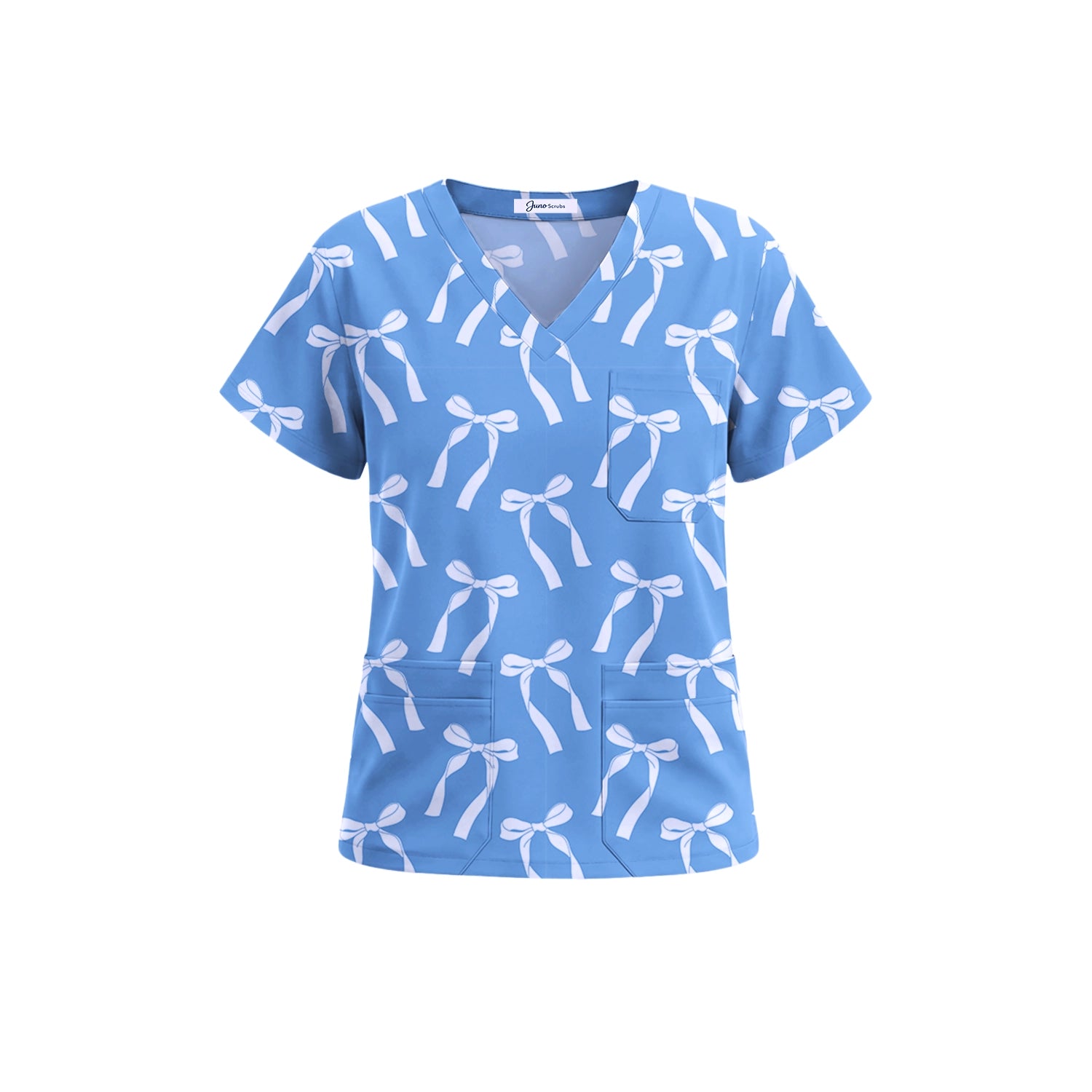 Bow Blue Scrub Top (Pre-Order)